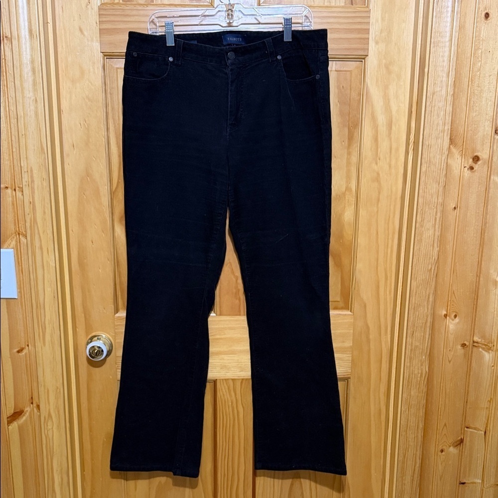 Talbots Curvy Boot Cut Women's Black Corduroy Pants, Size 12.